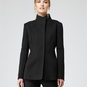 Reiss Verona Black Wool Seam Detail Structured Blazer Jacket, Women's Small Coat